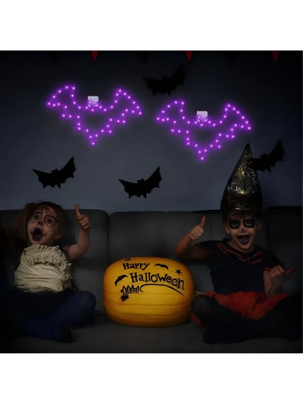 Halloween Window Lights, 2 Pack LED Waterproof Timer Indoor Decor
